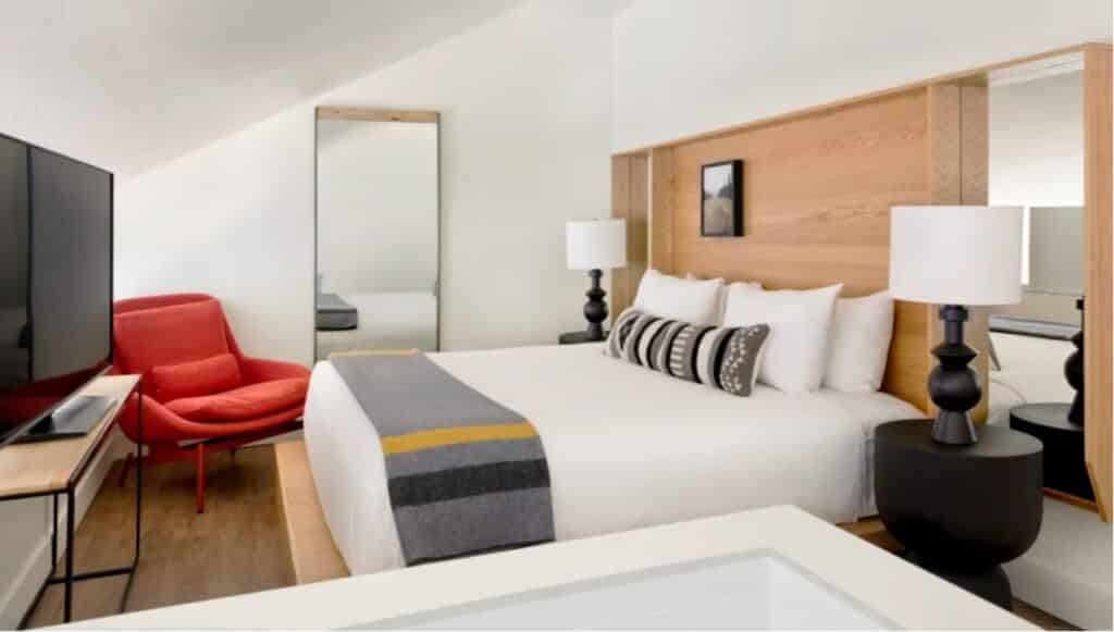 bed in hotel room