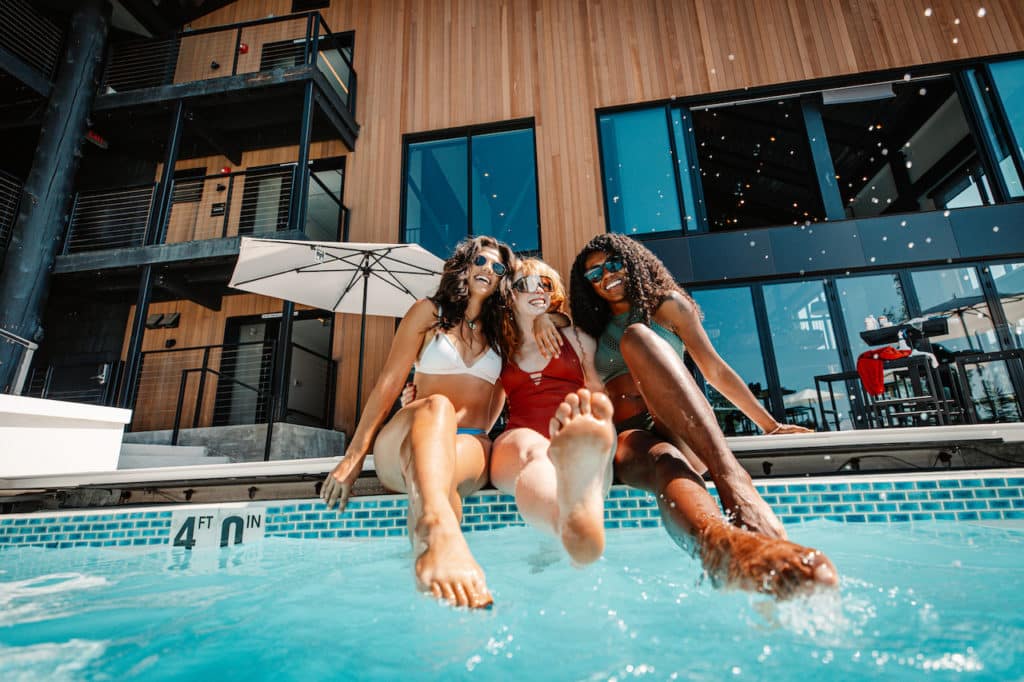 friends poolside