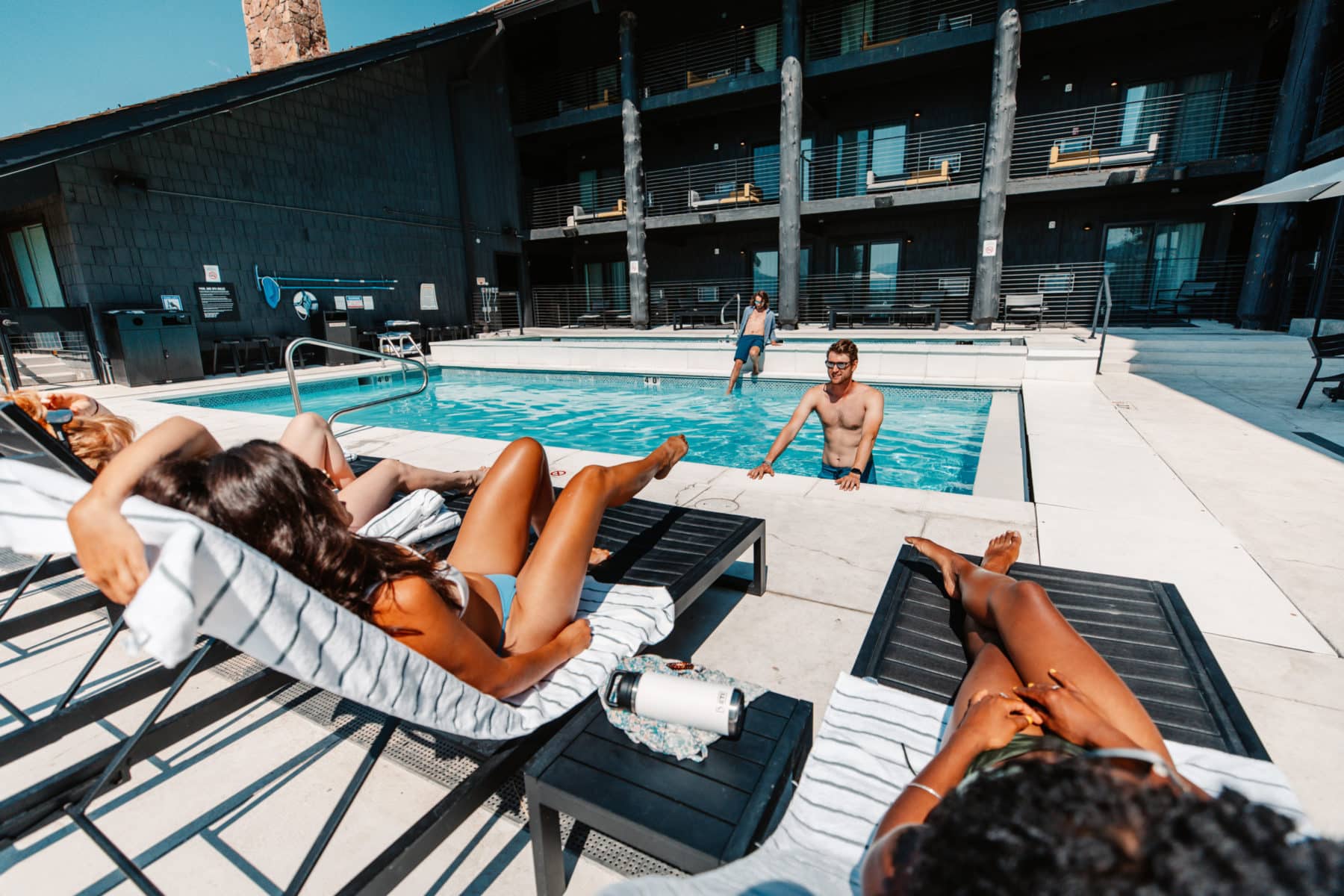 Sunbathing at the pool